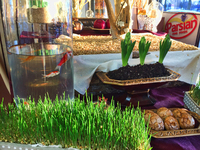 Display at an Iranian shop for the upcoming holiday of Nevruz in Toronto, Canada. Nevruz (Norooz, Nourooz, Newroz, Nowruz) which means 'new...