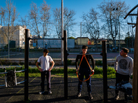 Boys train outdoors in a public park in Molfetta on April 8, 2021.
47% of students have never played sports since the pandemic began, while...