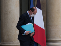 French Prime Minister Jean Castex leaves the Elysee Palace at the conclusion of the Council of Ministers, in Paris, on April 8, 2021. (