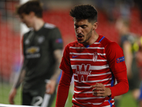 Carlos Neva, of Granada CF reacts during the UEFA Europa League Quarter Final leg one match between Granada CF and Manchester United at Nuev...