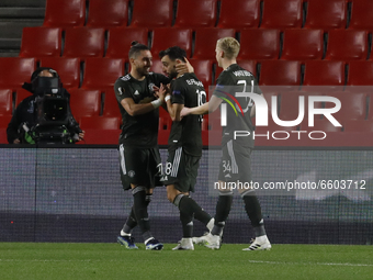 Bruno Fernandes, of Manchester United scores the second goal of his team from the penalty kick during the UEFA Europa League Quarter Final l...