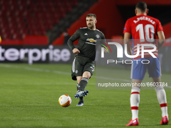 Luke Shaw, of Manchester United during the UEFA Europa League Quarter Final leg one match between Granada CF and Manchester United at Nuevo...