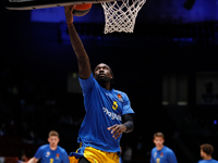 Othello Hunter of Maccabi Playtika Tel Aviv in action during warm-up ahead of the EuroLeague Basketball match between Zenit St Petersburg an...