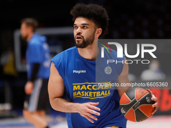 Elijah Bryant of Maccabi Playtika Tel Aviv in action during warm-up ahead of the EuroLeague Basketball match between Zenit St Petersburg and...