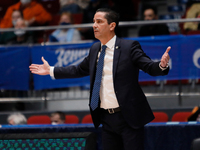 Maccabi Playtika Tel Aviv head coach Ioannis Sfairopoulos reacts during the EuroLeague Basketball match between Zenit St Petersburg and Macc...