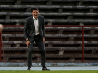 Portugal's head coach Francisco Neto reacts during the UEFA Women's EURO 2022 play-off first leg match between Portugal and Russia, at the R...