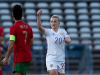 Nelli Korovkina of Russia celebrates after scoring a goal during the UEFA Women's EURO 2022 play-off first leg match between Portugal and Ru...