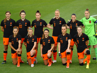 Back row: (L-R) Aniek Nouwen, Dominique Janssen, Merel van Dongen, Stefanie van der Gragt, Sherida Spitse, Sari van Veenendaal Front row: (L...