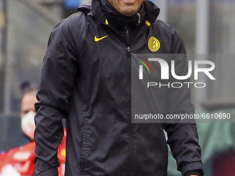 Antonio Conte head coach of FC Internazionale shows his dejection during the Serie A match between FC Internazionale  and Cagliari Calcio at...