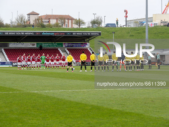 The  players observe 2 minutes silence for the passing of Prince Phillip before the Sky Bet League 1 match between Northampton Town and Bris...