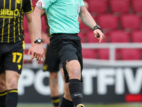 Referee David Rock during the second half of the Sky Bet League 1 match between Northampton Town and Bristol Rovers at the PTS Academy Stadi...