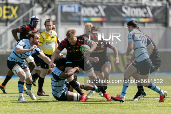 Jackson Wray of Saracens in action during the Greene King IPA Championship match between Saracens and Bedford Blues at Allianz Park, London...