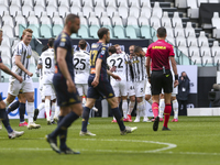 Dejan Kulusevski of Juventus FC celebrates with teammates after scoring during the Serie A football match between Juventus FC and Genoa CFC...