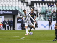 Cristiano Ronaldo of Juventus FC during the Serie A football match between Juventus FC and Genoa CFC at Allianz Stadium on April 11, 2021 in...