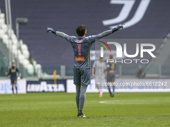 Mattia Perin of Genoa CFC during the Serie A football match between Juventus FC and Genoa CFC at Allianz Stadium on April 11, 2021 in Turin,...