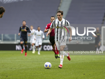 Federico Chiesa of Juventus FC during the Serie A football match between Juventus FC and Genoa CFC at Allianz Stadium on April 11, 2021 in T...