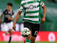 Joao Mario of Sporting CP in action during the Portuguese League football match between Sporting CP and FC Famalicao at Jose Alvalade stadiu...