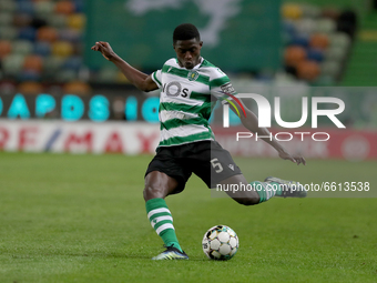 Nuno Mendes of Sporting CP in action during the Portuguese League football match between Sporting CP and FC Famalicao at Jose Alvalade stadi...