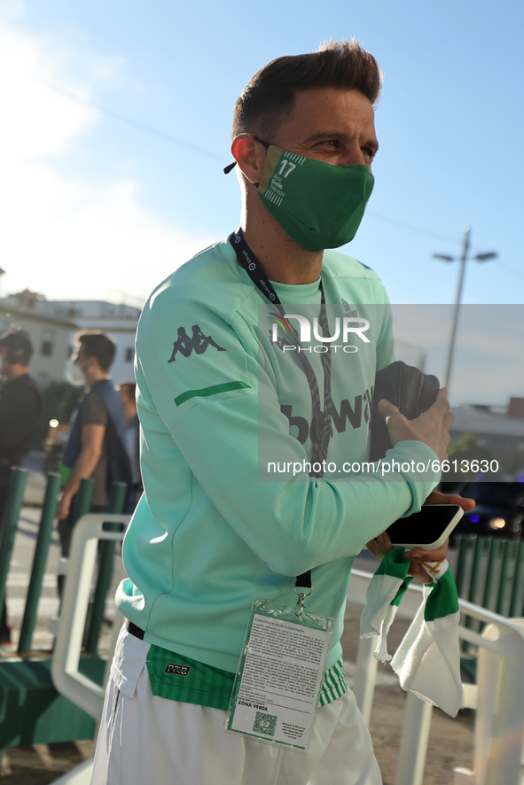 Joaquin of Real Betis Balompie arrives to the Stadium prior  the La Liga Santander match between Real Betis and Atletico de Madrid at Estadi...