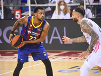 Cory Higgins and Jeffery Taylor during the match between FC Barcelona and Real Madrid, corresponding to the week 30 of the Liga Endesa, play...