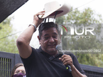 Felix Salgado Macedonio, candidate of the Morena political party for governor of Guerrero, and dozens of his supporters, carried out  a cara...