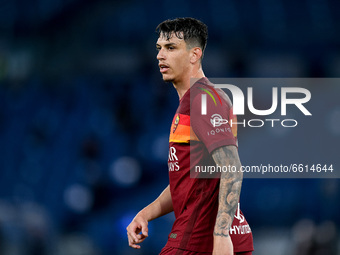 Roger Ibanez of AS Roma looks on during the Serie A match between AS Roma and Bologna FC at Stadio Olimpico, Rome, Italy on 11 April 2021. (