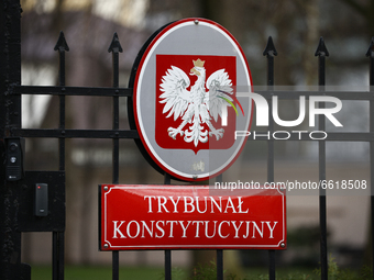 The Constitutional Tribunal is seen in Warsaw, Poland on April 13, 2021. On Thursday the Constitutional Tribunal will make known it's decisi...