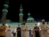 Egyptians pray Tarawih prayers, observing the procedures of Covid-19, at Al-Azhar Mosque in the capital, Cairo, Egypt on April 13, 2021. Tar...