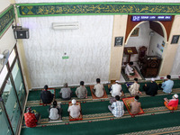 Indonesian muslims prays during the holy month of Ramadan at Nurul Huda mosque in Bandung, Indonesia on April 14, 2021. (