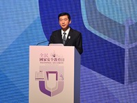 The Director of the Liaison Office of the Central People's Government in the HKSAR, Mr Luo Huining speaks during the opening ceremony of the...