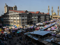 A picture shows a view of the Lagos Central Mosque and busy business activates on the second day of holy month of Ramadan at the Lagos Centr...