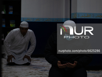 People play in the Mosque, in Bogota, Colombia, on April 15, 2021 during the Ramadan.  (