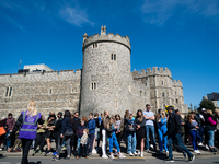 People gather outside Windsor Castle ahead of the funeral of Britain's Prince Philip in Windsor, Britain, 17 April 2021. The Duke of York. P...