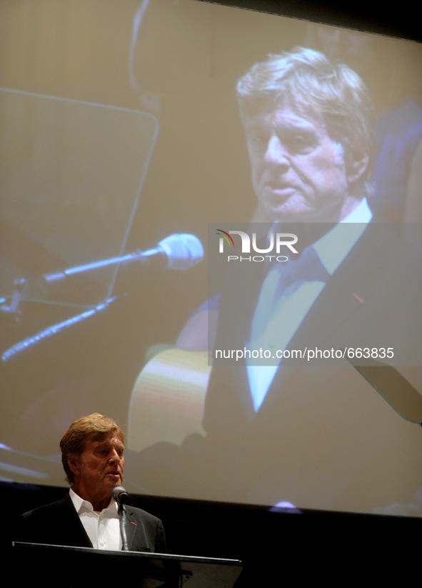 Actor Robert Redford holds a press conference and attends the General Assembly's High-Level Climate Change meeting at the United Nations on...