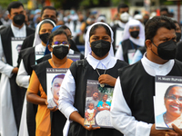 The congregation of the St Sebastian's Church in Katuwapitiya, which was targeted in the Easter Bombings of 2019, held a protest on the seco...