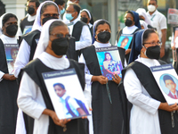 The congregation of the St Sebastian's Church in Katuwapitiya, which was targeted in the Easter Bombings of 2019, held a protest on the seco...