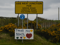 A sign 'Thank You NHS' pictured near Larne.
On Tuesday, April 20, 2021, in Larne, County Antrim, Northern Ireland (