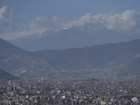 A clear weather view of cityscape seen after a heavy rainfall inside Kathmandu Valley in Kathmandu, Nepal on Thursday, April 22, 2021. (