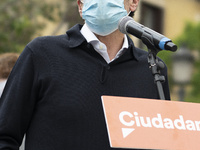 the candidate of Ciudadanos (Cs) for the Presidency of the Community, Edmundo Bal intervenes in an electoral  of 4M act in the Plaza de Lava...
