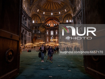 Hagia Sophia Grand Mosque, formerly the Church of Hagia Sophia, seen on April 24, 2021 in Istanbul, Turkey. The former church which has been...
