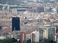 Helicopter flying over Barcelona due to a fire near the city, on 26th April 2021. 
 -- (
