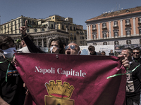 Protestors protest against the patriotic nationalist behaviour of the Southern Italian mayors in Piazza Plebiscito in Naples, April 25, 2020...