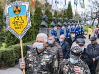 Members of the 731st battalion during the Chernobyl tragedy marching during the celebrations in Kiev, Ukraine, on April 26, 2021 of the 35th...