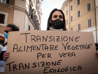 Social and environmental movements protesting in front of the Chamber of Deputies in Rome, Italy, on April 26, 2021 against the policies of...