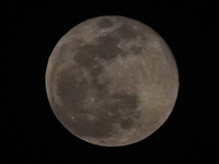 A Super Pink Moon Seen From Ajmer, Rajasthan, India on 27 April 2021. The Super Moon occurs when it is closest to the Earth in its orbit whi...