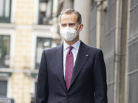 King Felipe VI of Spain visits The State Council Headquarters on April 28, 2021 in Madrid, Spain. (