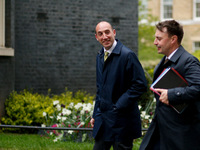 Dan Rosenfield (L), Chief of Staff to British Prime Minister Boris Johnson, and Ben Gascoigne (R), Political Secretary to the Prime Minister...