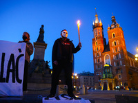 Protestors attend 'The List Of Shame' anti-government demonstration at the Main Square in Krakow, Poland on April 28, 2021. The protest was...