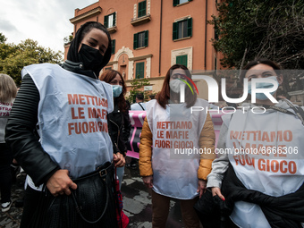 Workers and entrepreneurs in the sector of the public gaming protest with a sit-in front of the Regional Council of Lazio in Rome, Italy, on...