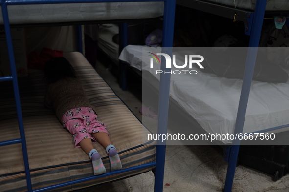 Central American children refugees spend Children's Day in a shelter after being deported by the Paso del Norte international bridge in Ciud...